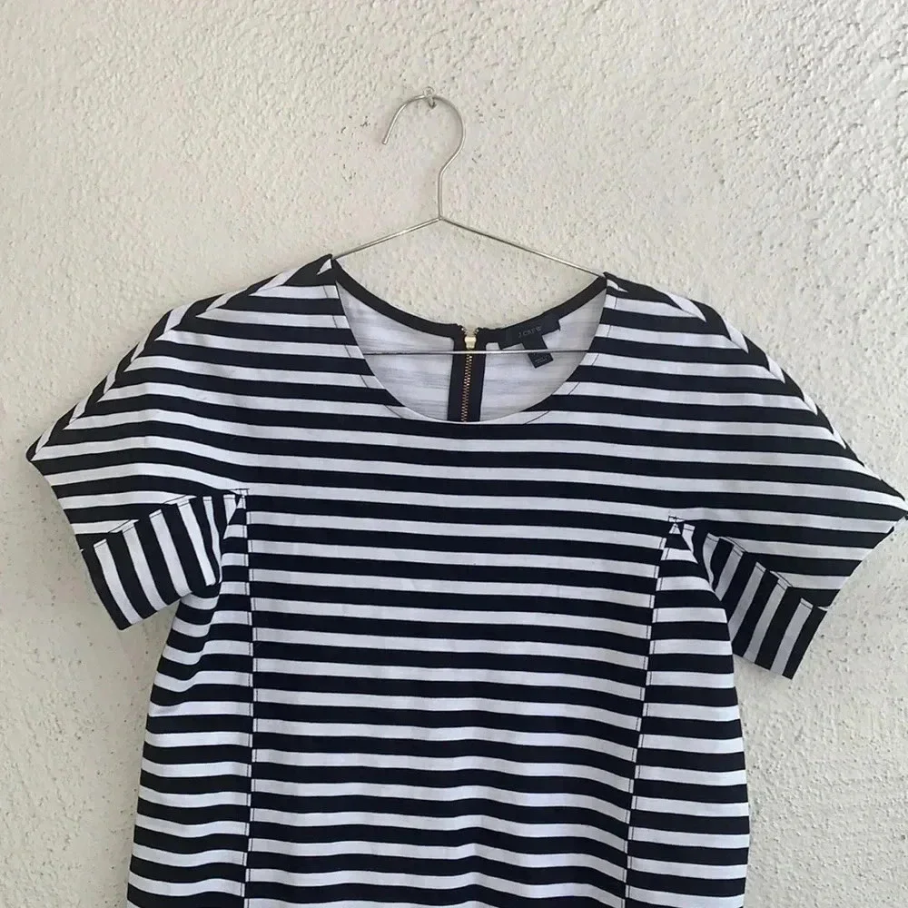 J.Crew Petite Striped T-shirt Dress Black/White Stripes Size: Medium P